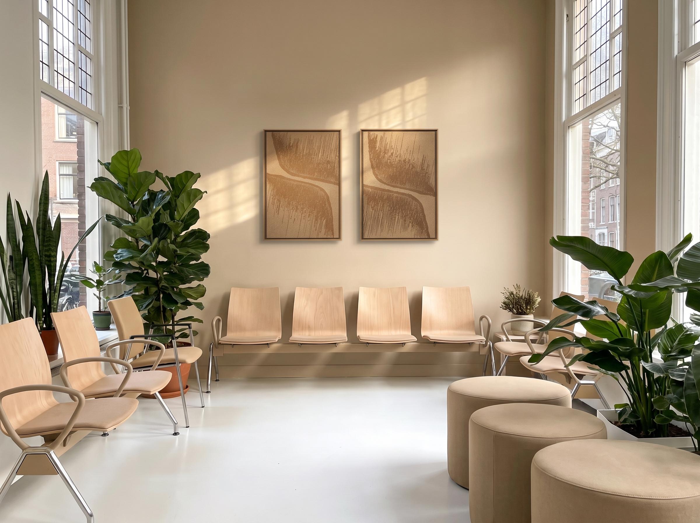 Deux panneaux FeltArt Botany Soft Dune dans un intérieur contemporain