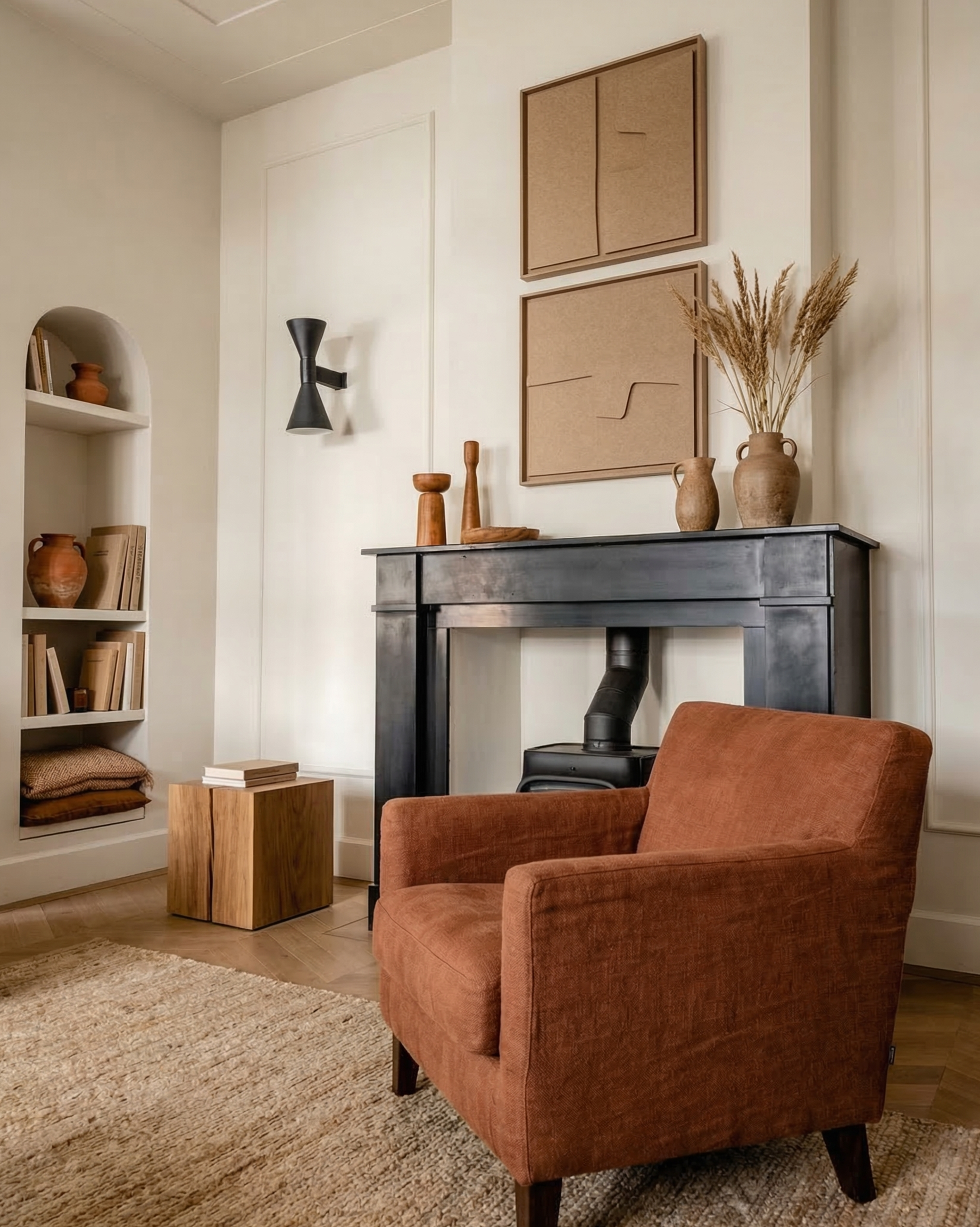 Deux panneaux FeltArt Estile Pale Sand dans un intérieur contemporain
