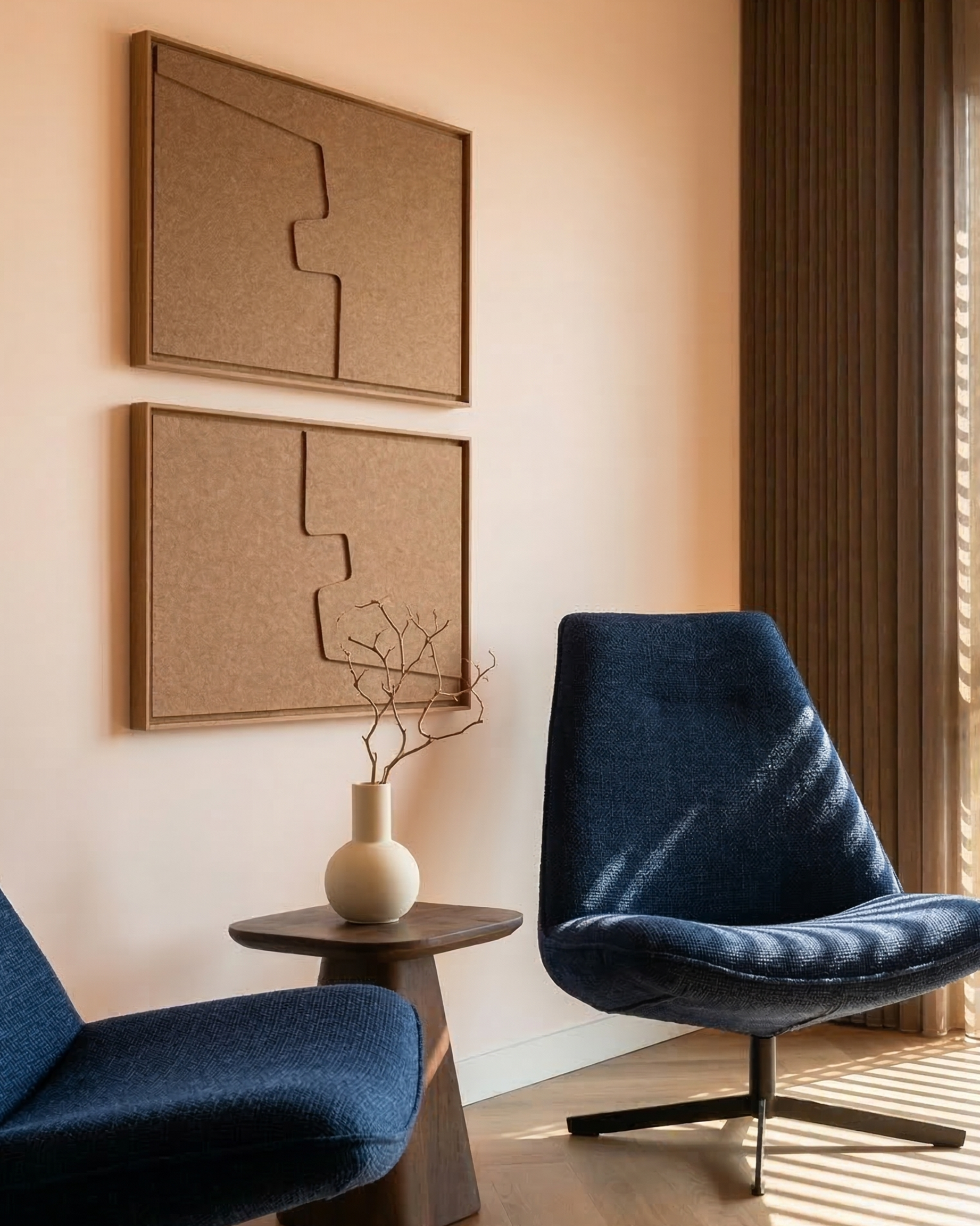 Deux panneaux FeltArt Estile Soft Dune dans un intérieur contemporain