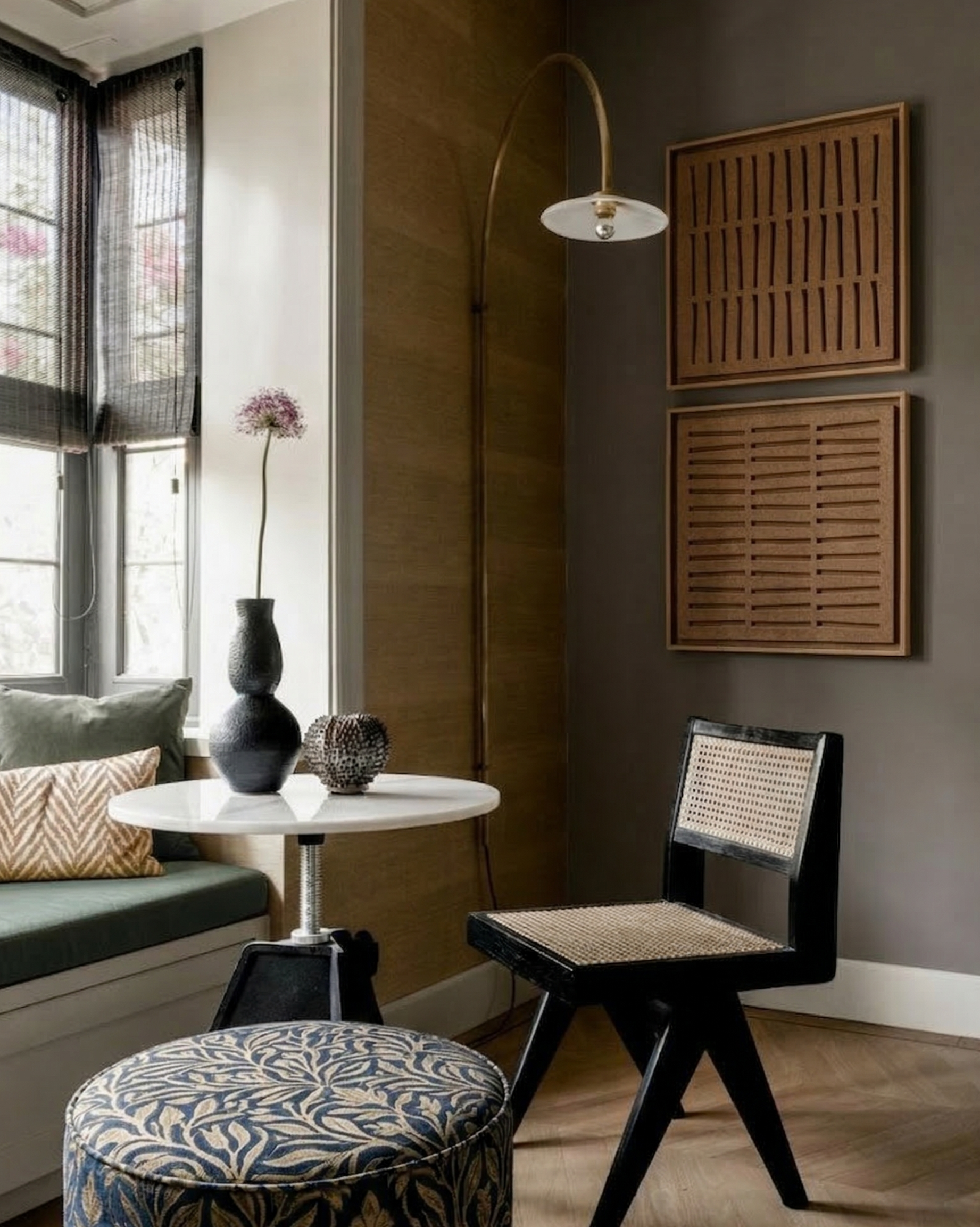Deux panneaux FeltArt Harmoni Soft Dune dans un intérieur contemporain