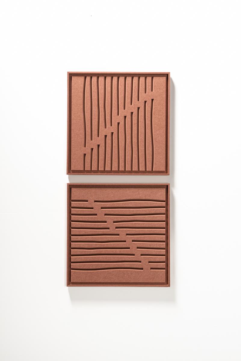 Deux panneaux FeltArt Linoa Terra Bloom dans un intérieur contemporain