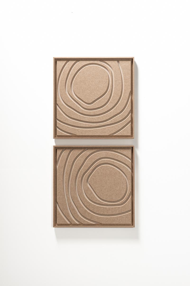 Deux panneaux FeltArt Aura Pale Sand dans un intérieur contemporain