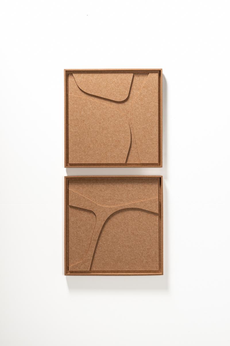 Deux panneaux FeltArt Serene Soft Dune dans un intérieur contemporain