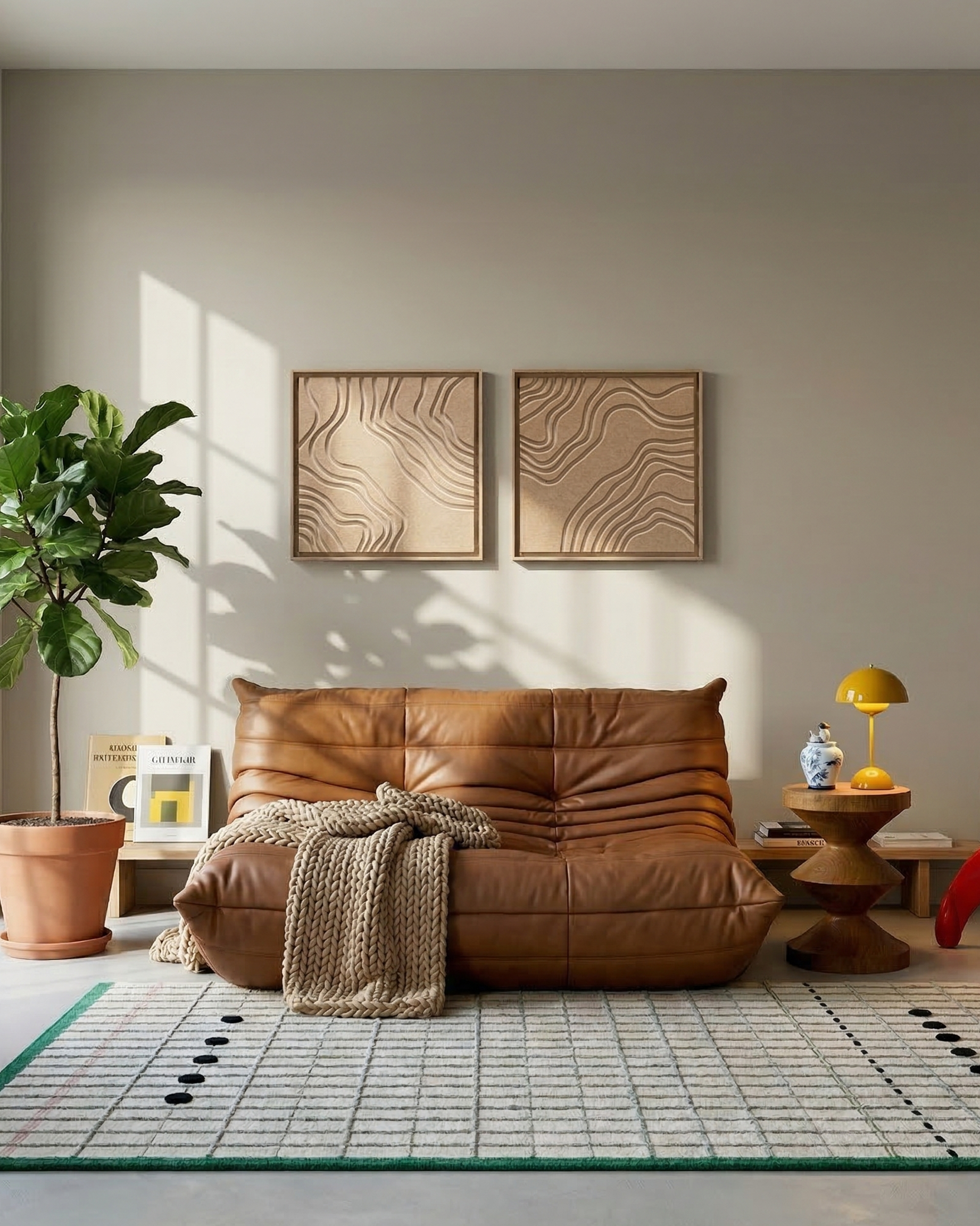 Deux panneaux FeltArt Naturale Pale Sand dans un intérieur contemporain