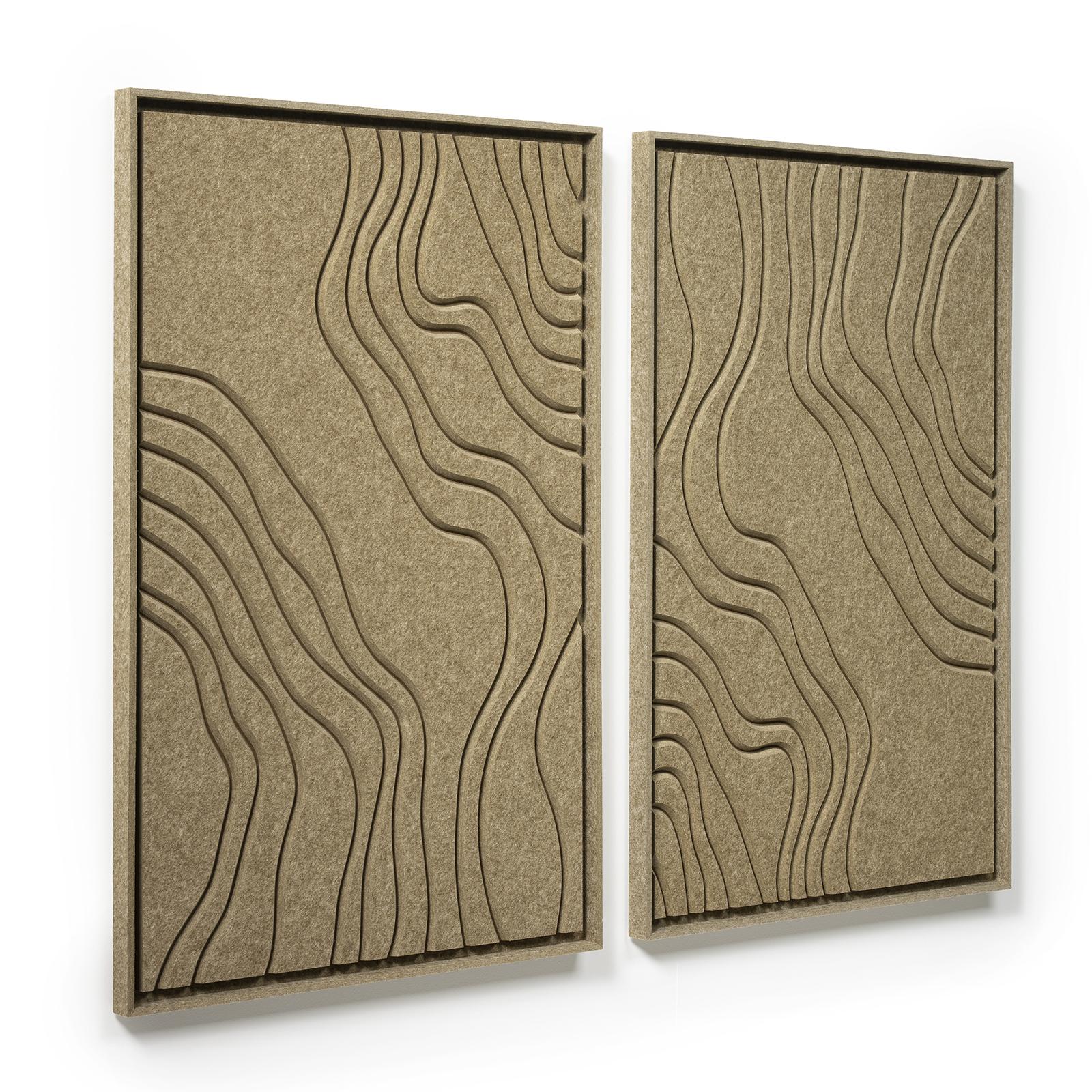Vue détaillée de Deux panneaux FeltArt Naturale Olive Mist dans un intérieur contemporain