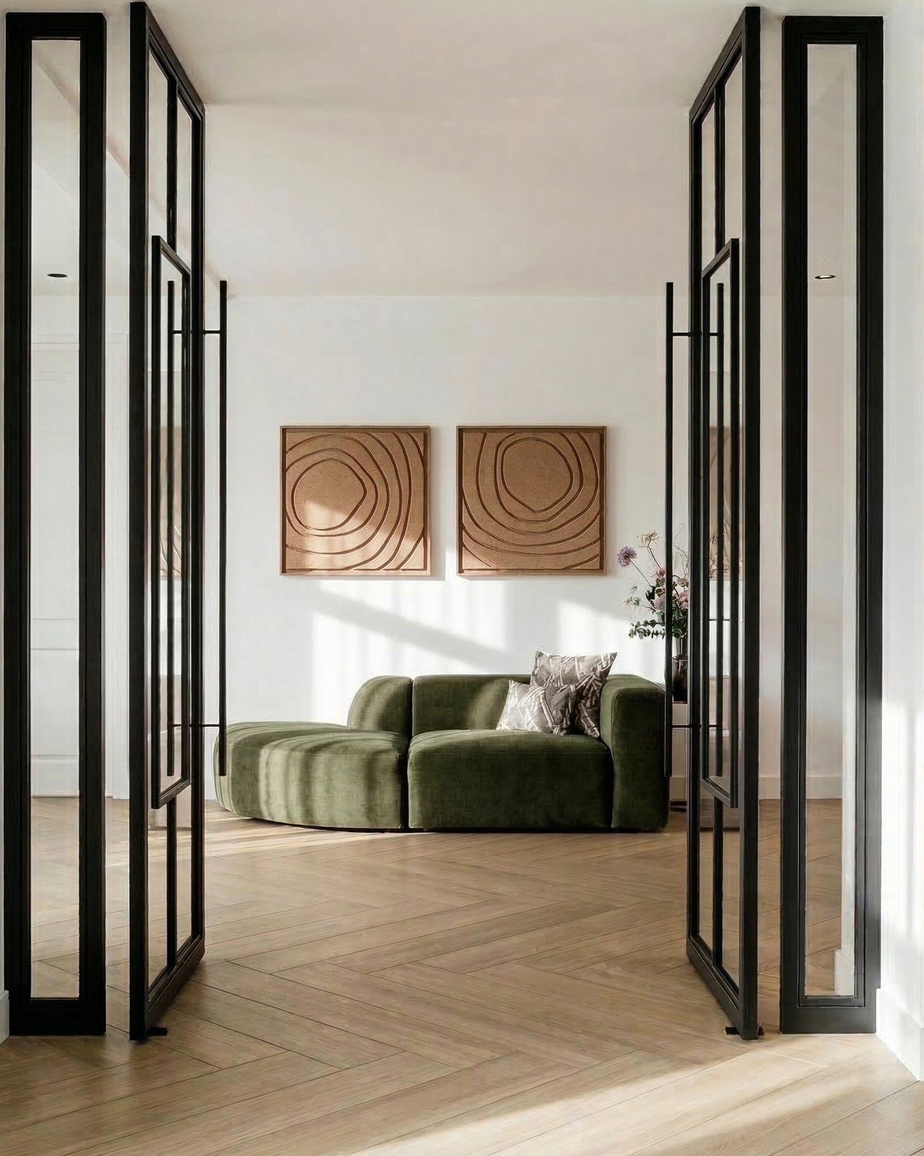FeltArt Aura en teinte Soft Dune sur un mur intérieur