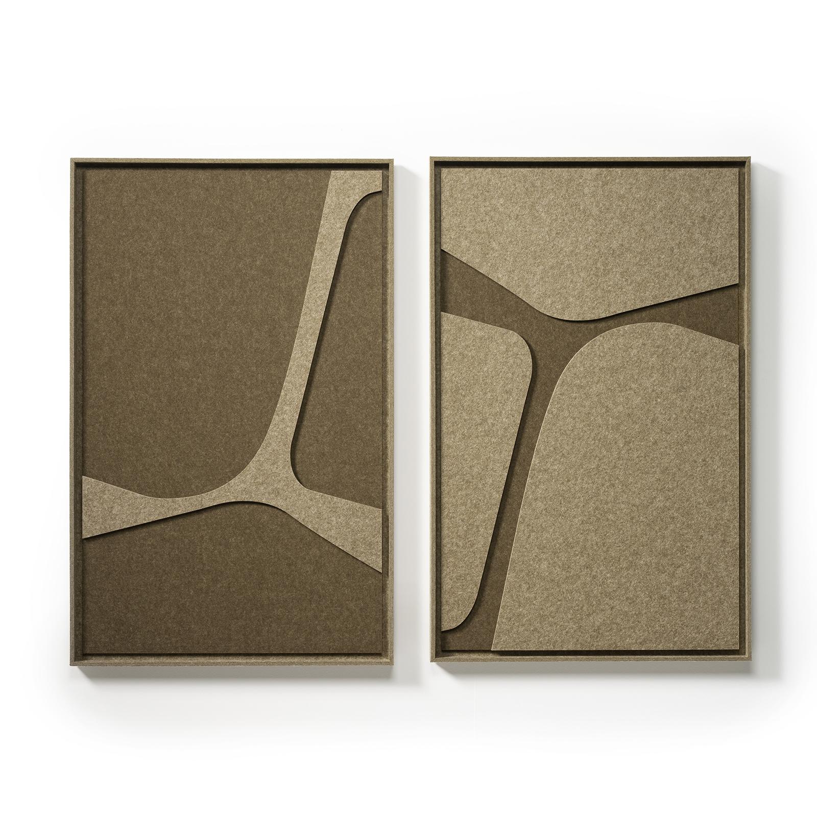 Deux panneaux FeltArt Serene Olive Mist dans un intérieur contemporain