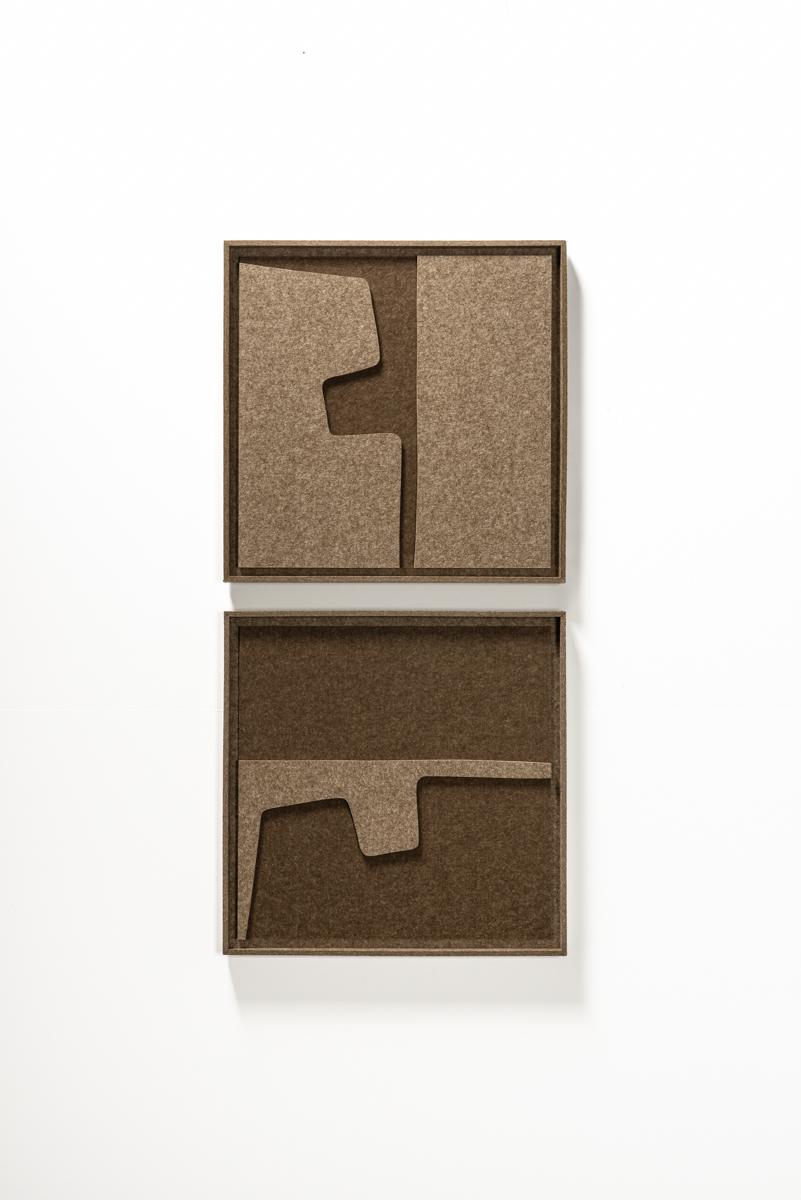 Deux panneaux FeltArt Estile Olive Mist dans un intérieur contemporain
