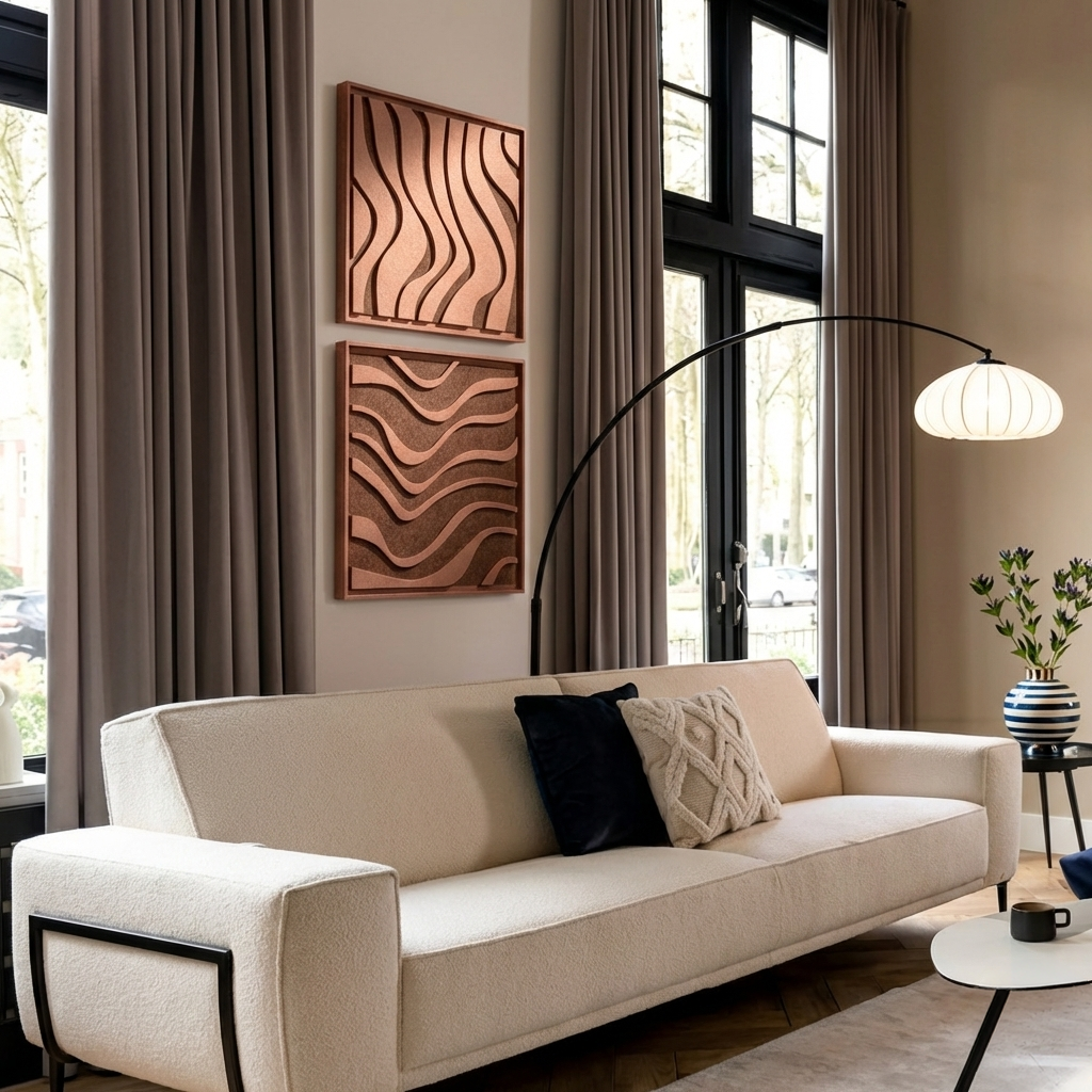 FeltArt Oasis en teinte Terra Bloom sur un mur intérieur