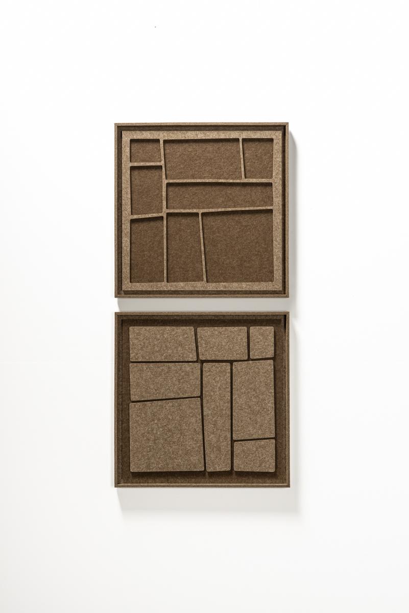 Tableau acoustique Modura Olive Mist - panneau mural 3D en feutre PET, lot de 2