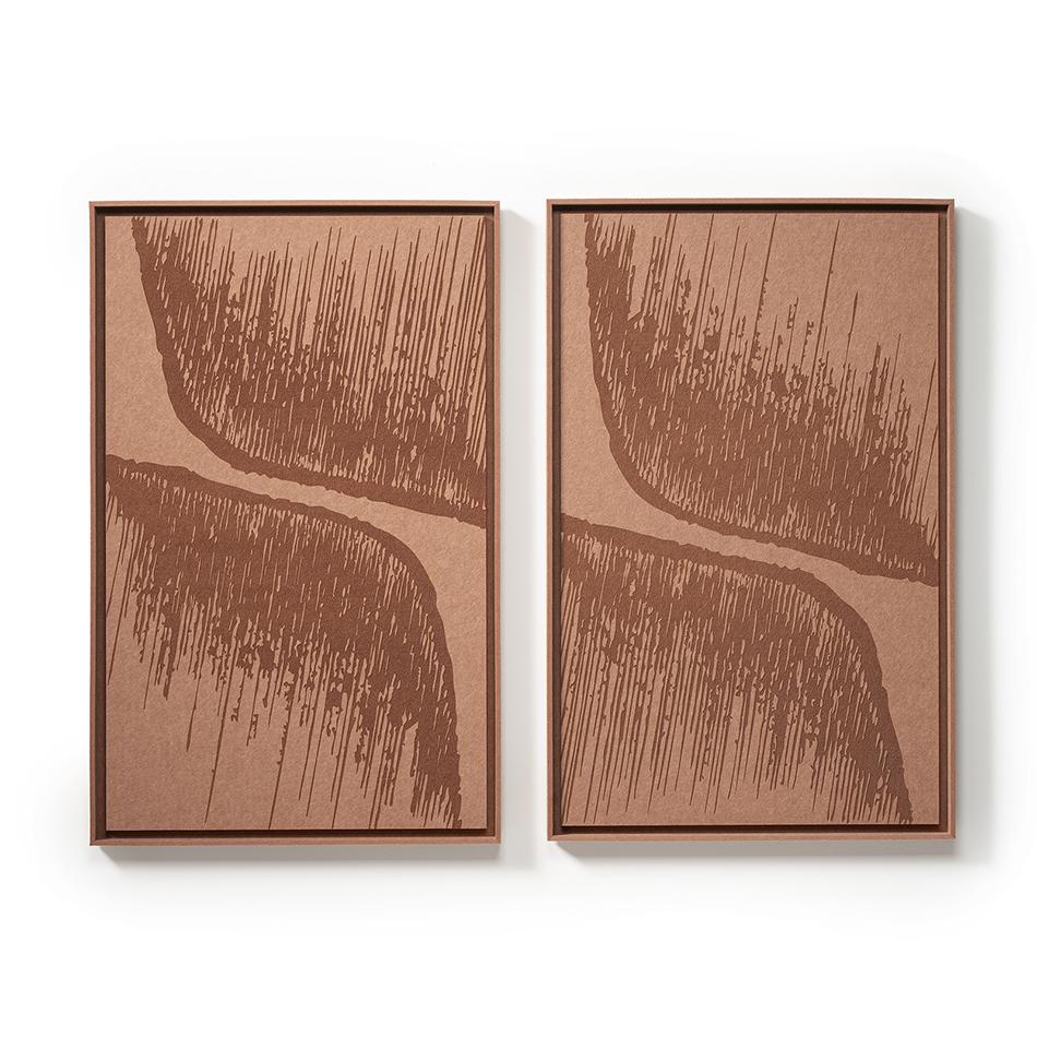 Deux panneaux FeltArt Botany Terra Bloom dans un intérieur contemporain — format L, vue 1 sur 3