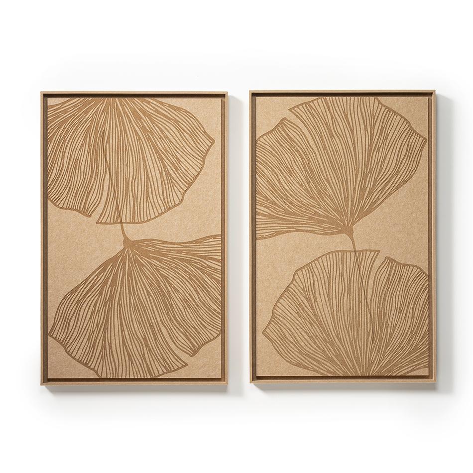 Deux panneaux FeltArt Verdure Soft Dune dans un intérieur contemporain — format L, vue 1 sur 3