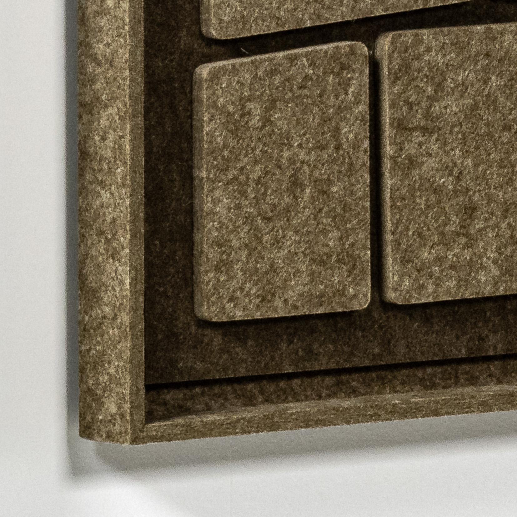 Vue détaillée de Tableau acoustique Modura Olive Mist - panneau mural 3D en feutre PET, lot de 2