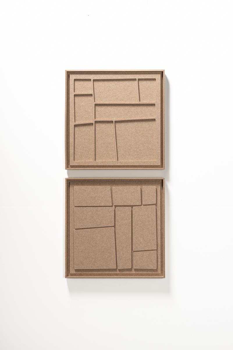 Tableau acoustique Modura Pale Sand - panneau mural 3D en feutre PET, lot de 2