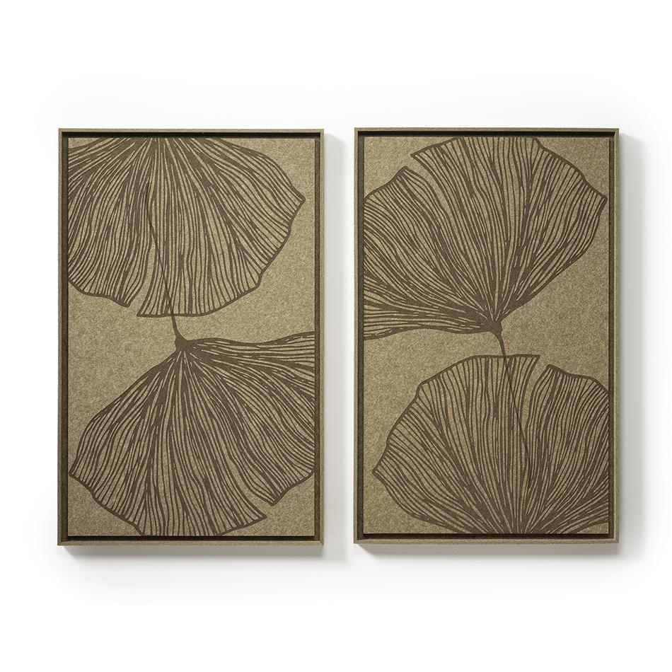 Deux panneaux FeltArt Verdure Olive Mist dans un intérieur contemporain — format L, vue 1 sur 3
