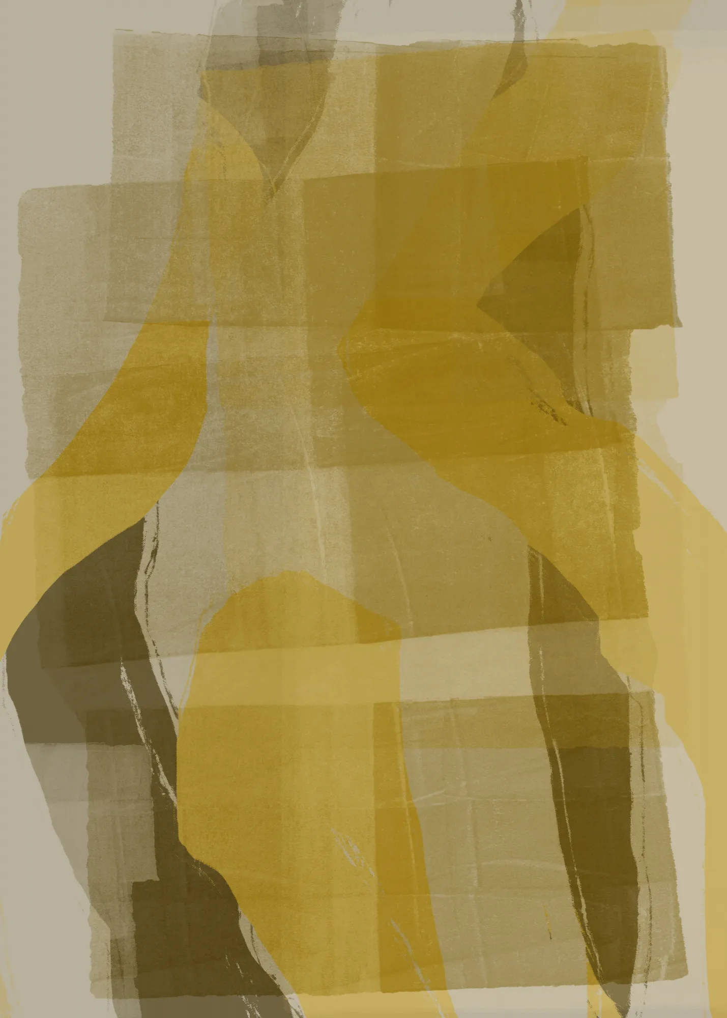 Abstract Organic Shapes. Mustard, Brown and Beige Lines No. 4