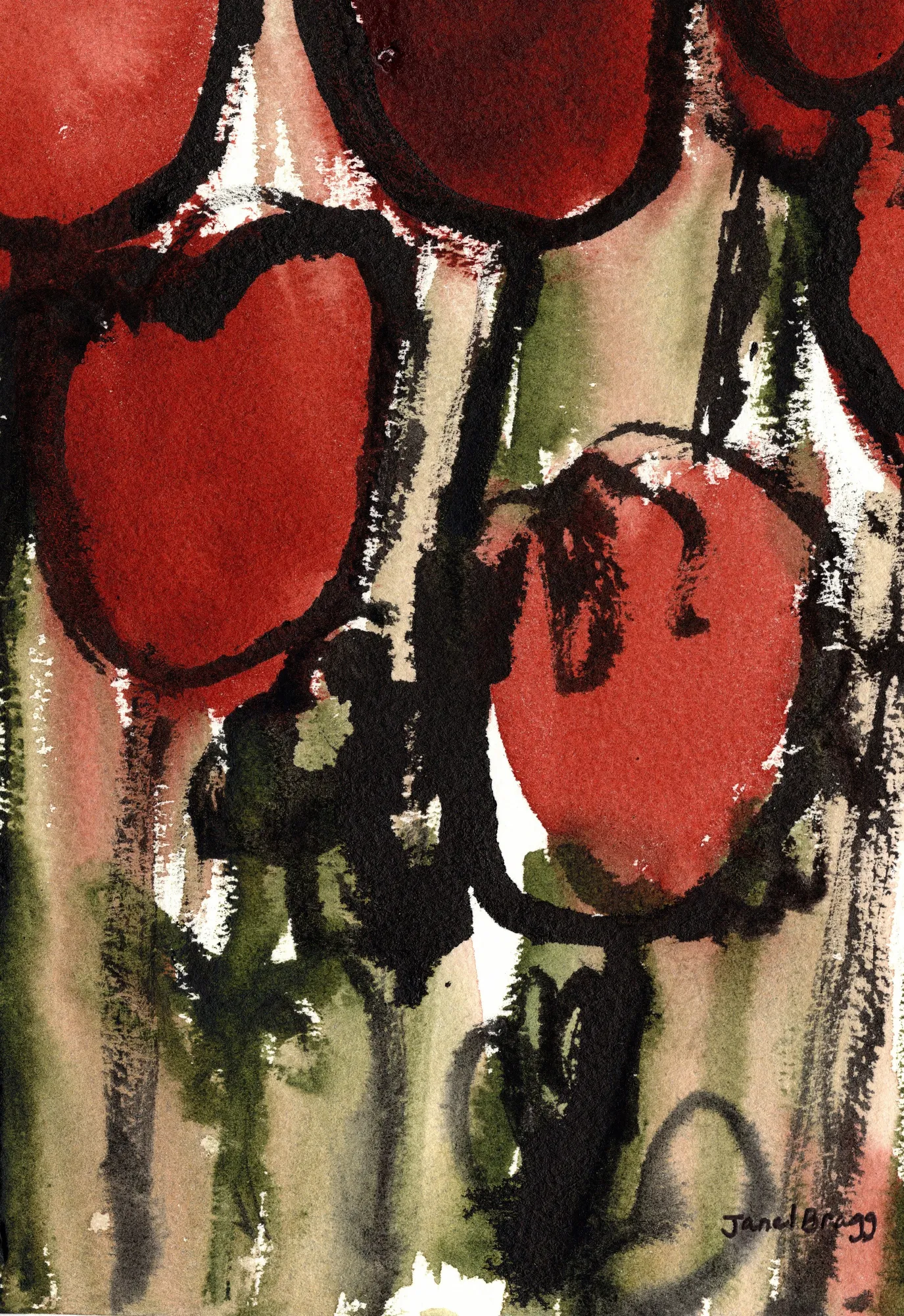Tulipes abstraites en aquarelle verticale