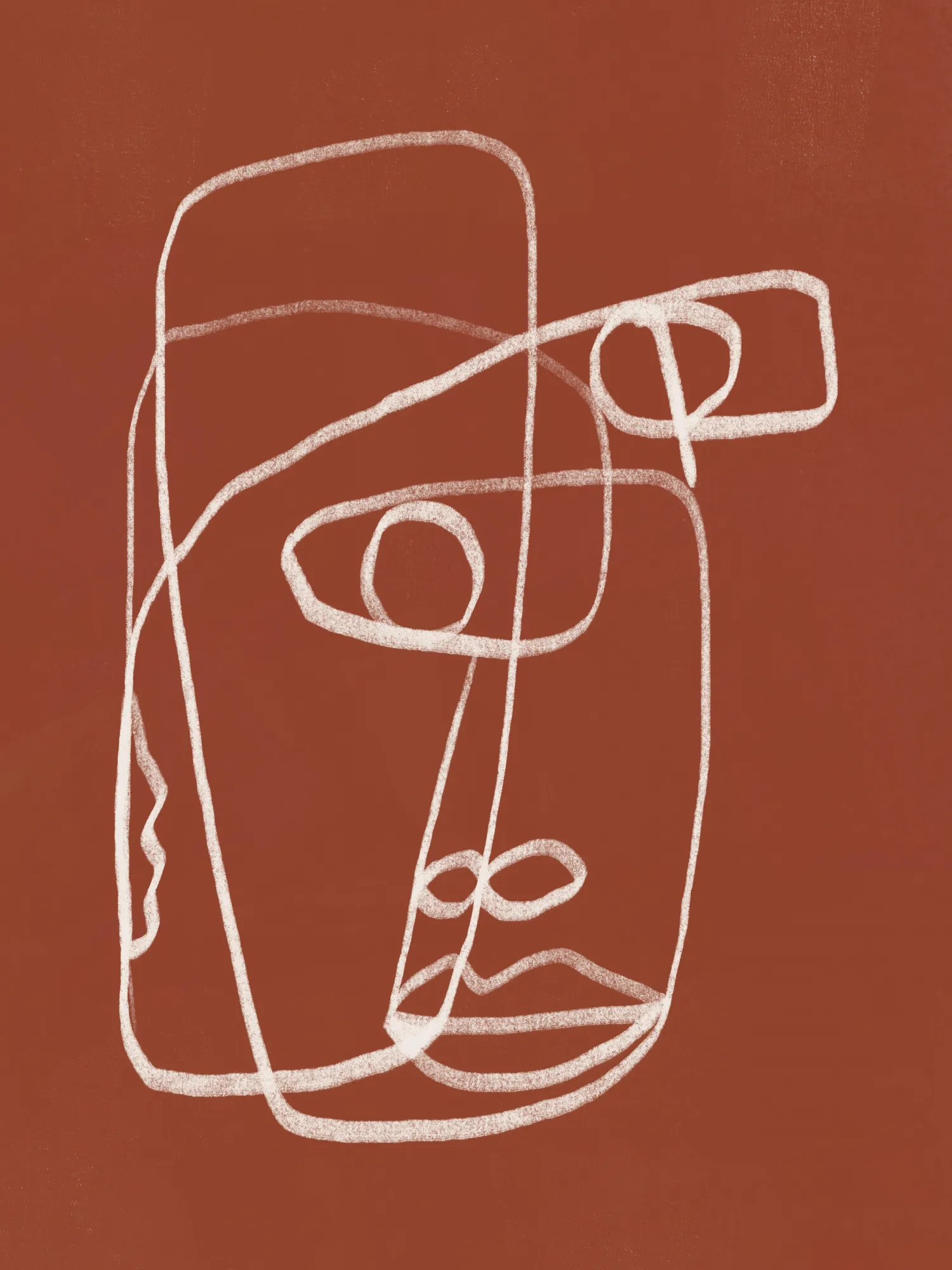 Portrait abstrait en terracotta par little dean
