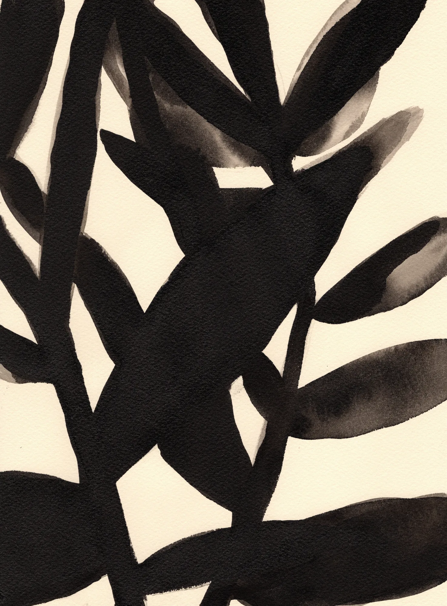 Branches en noir et beige ii par janel bragg