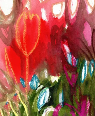 Tulipes rouges au printemps en abstraction