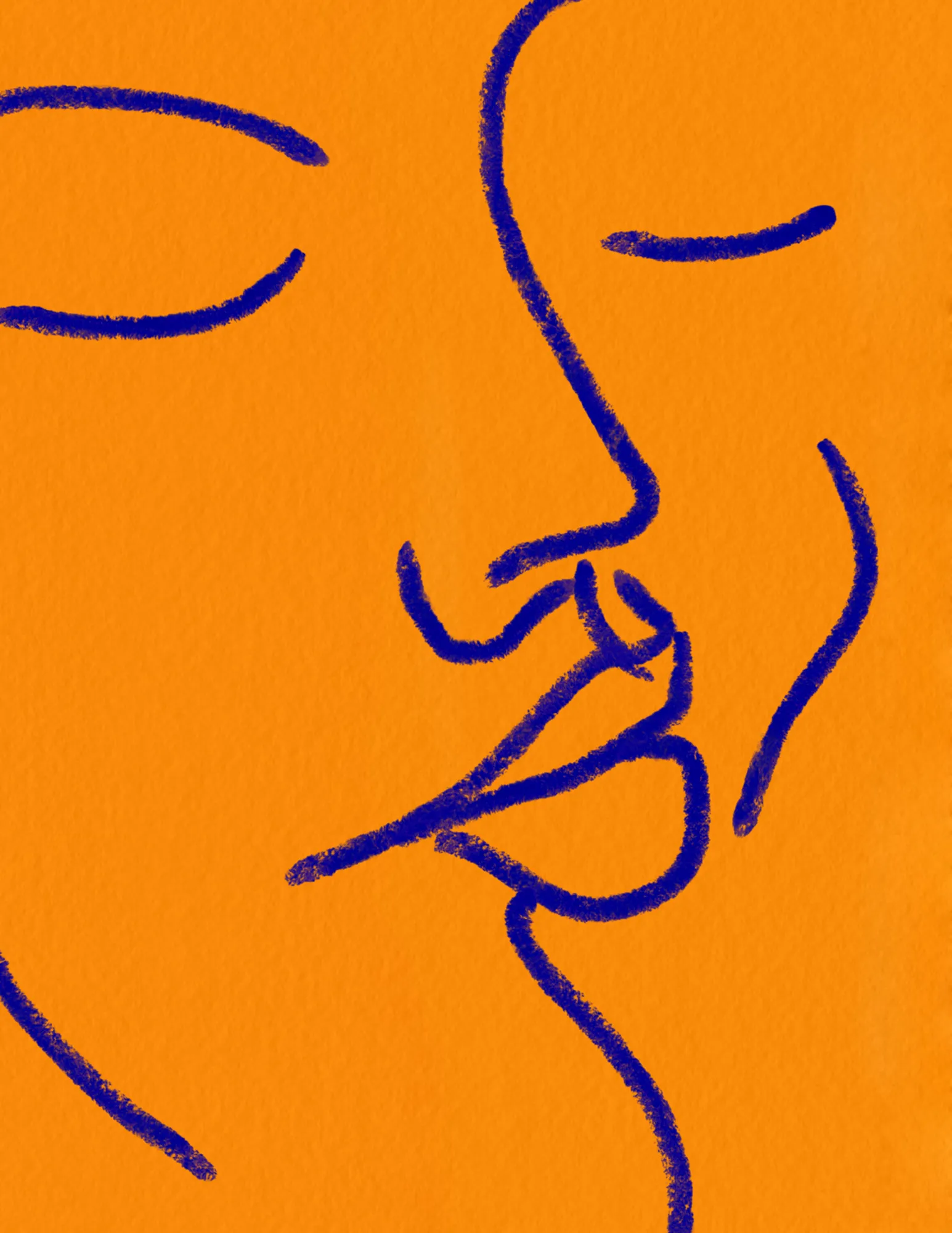 Portrait suspendu dans la quiétude orange