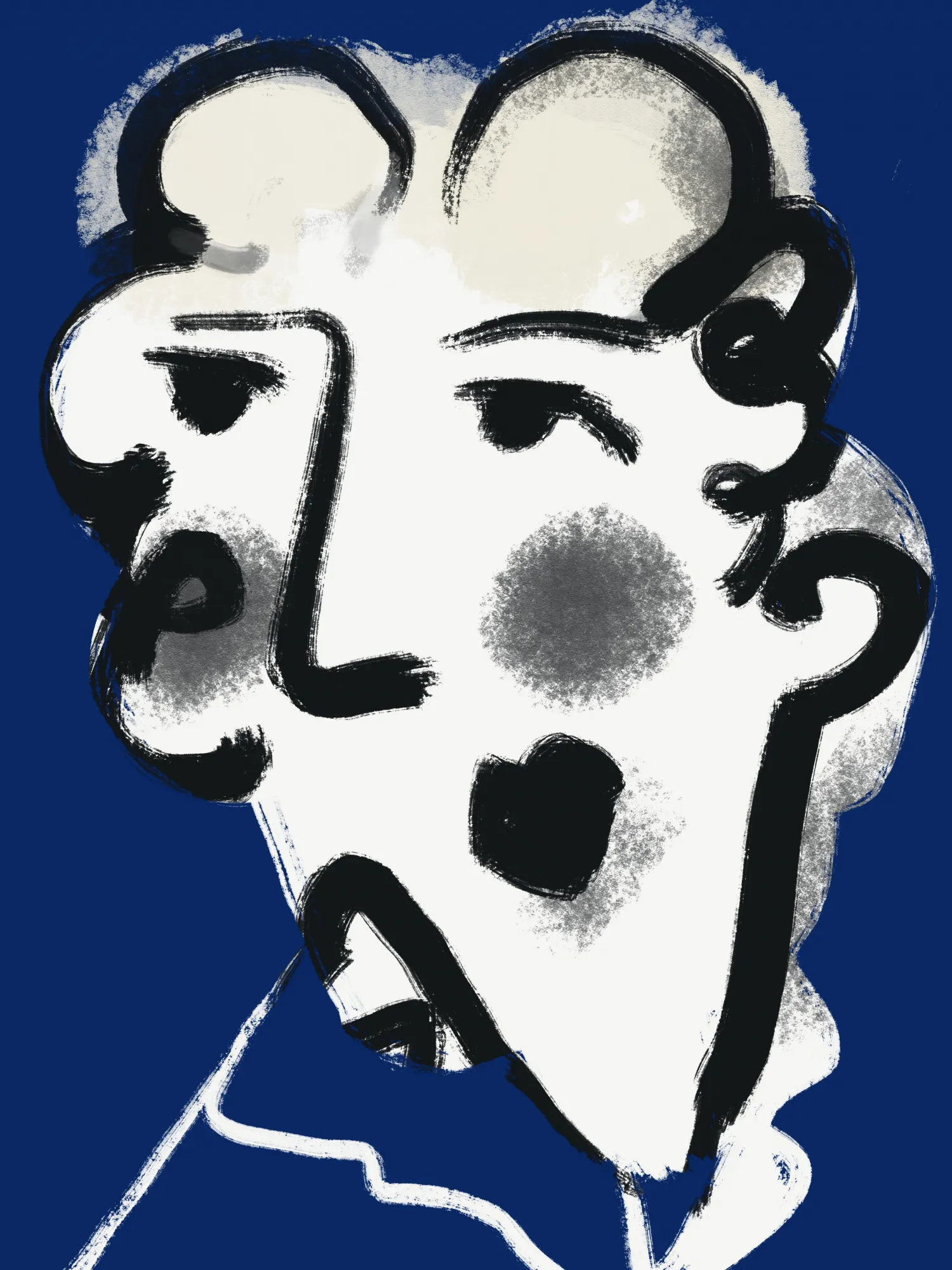 Portrait abstrait d'une femme en bleu par little dean