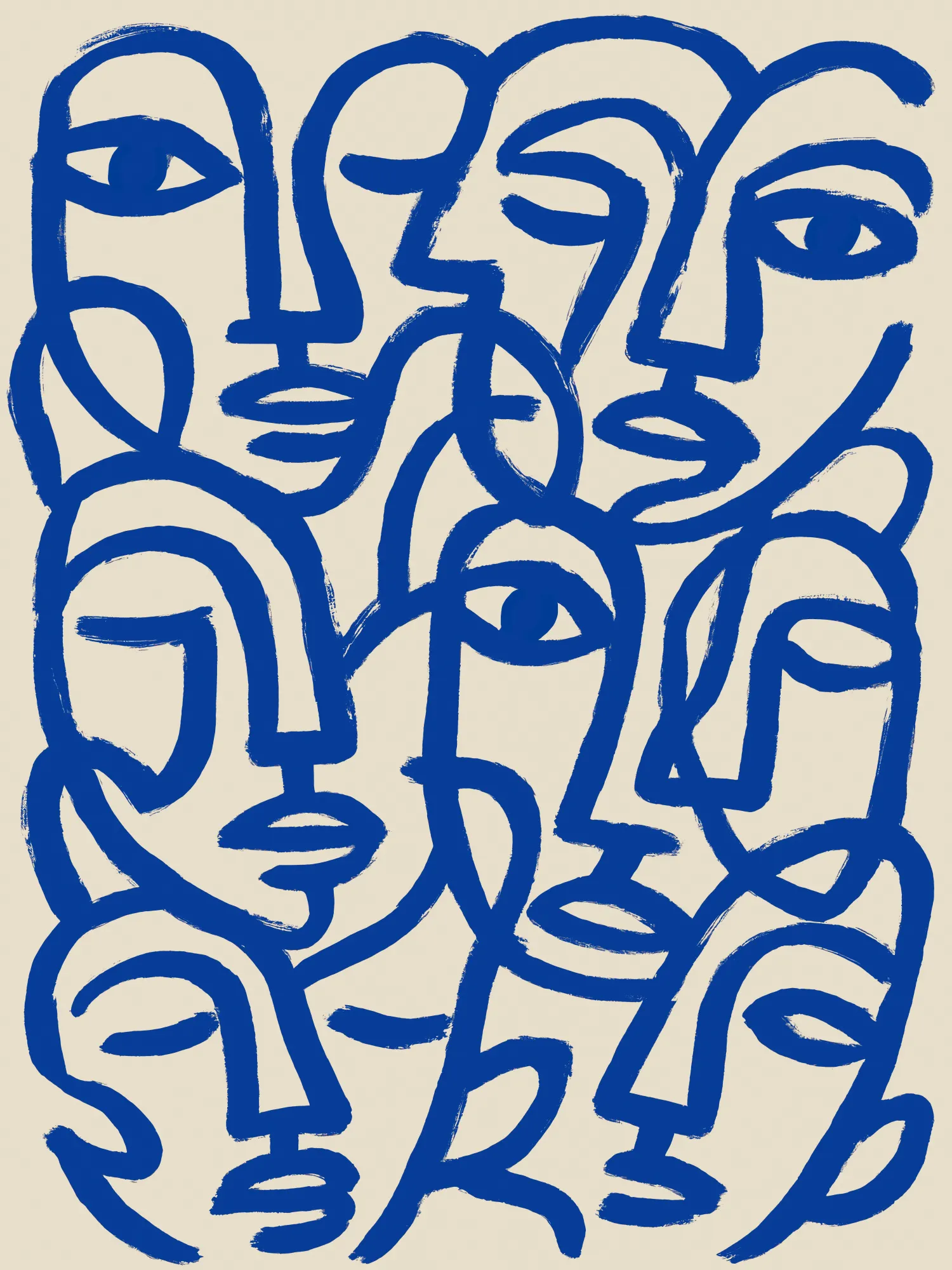 Visages entremêlés en ligne claire