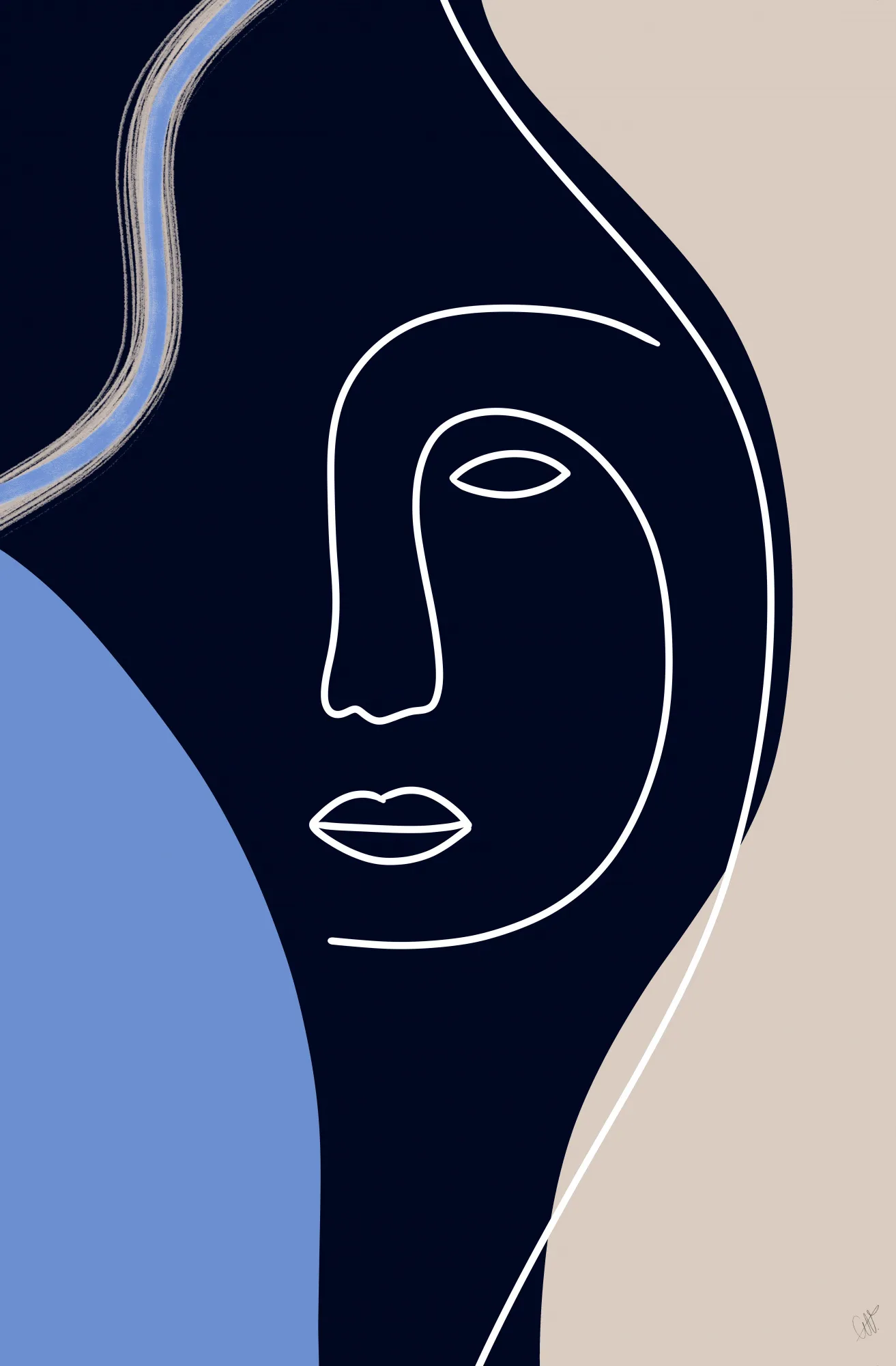 Line art face d’anne-marie volfova en portrait minimaliste