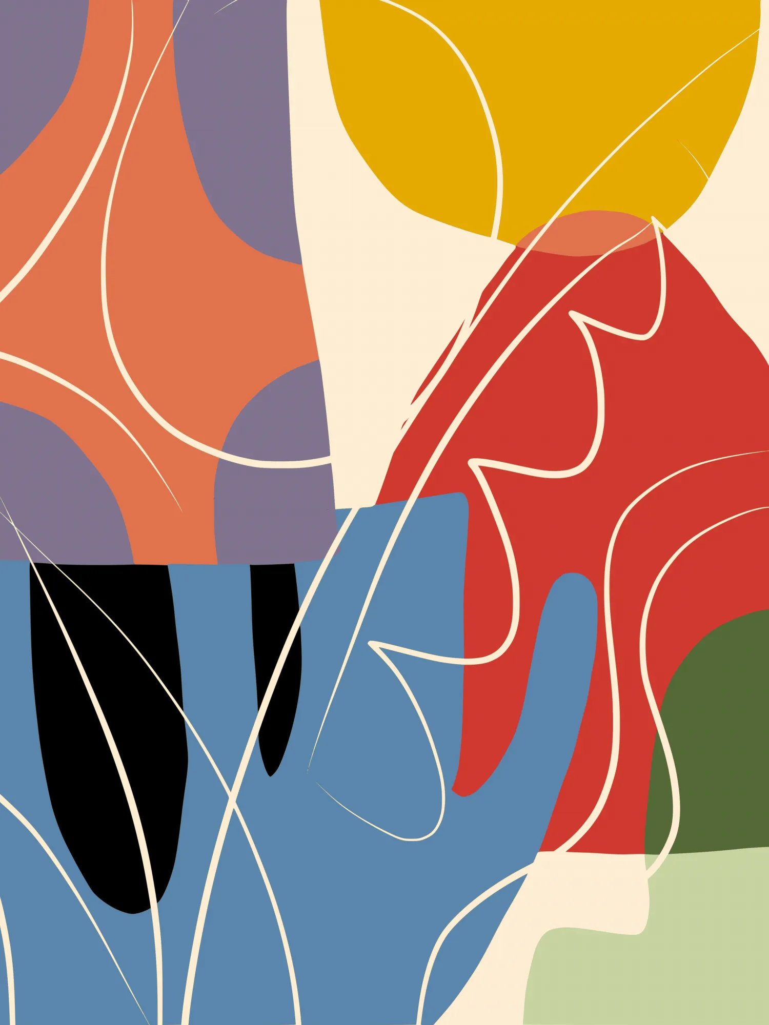 Collage abstrait coloré en vertical