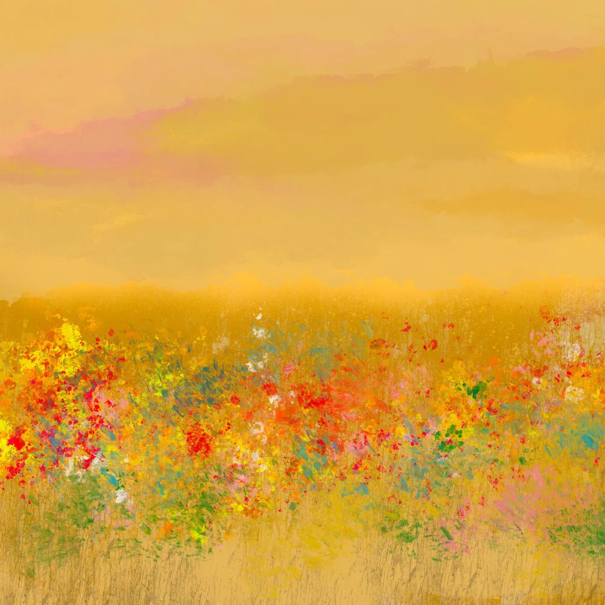 Spring in the soul de cesare bellassai art, tableau carré abstrait