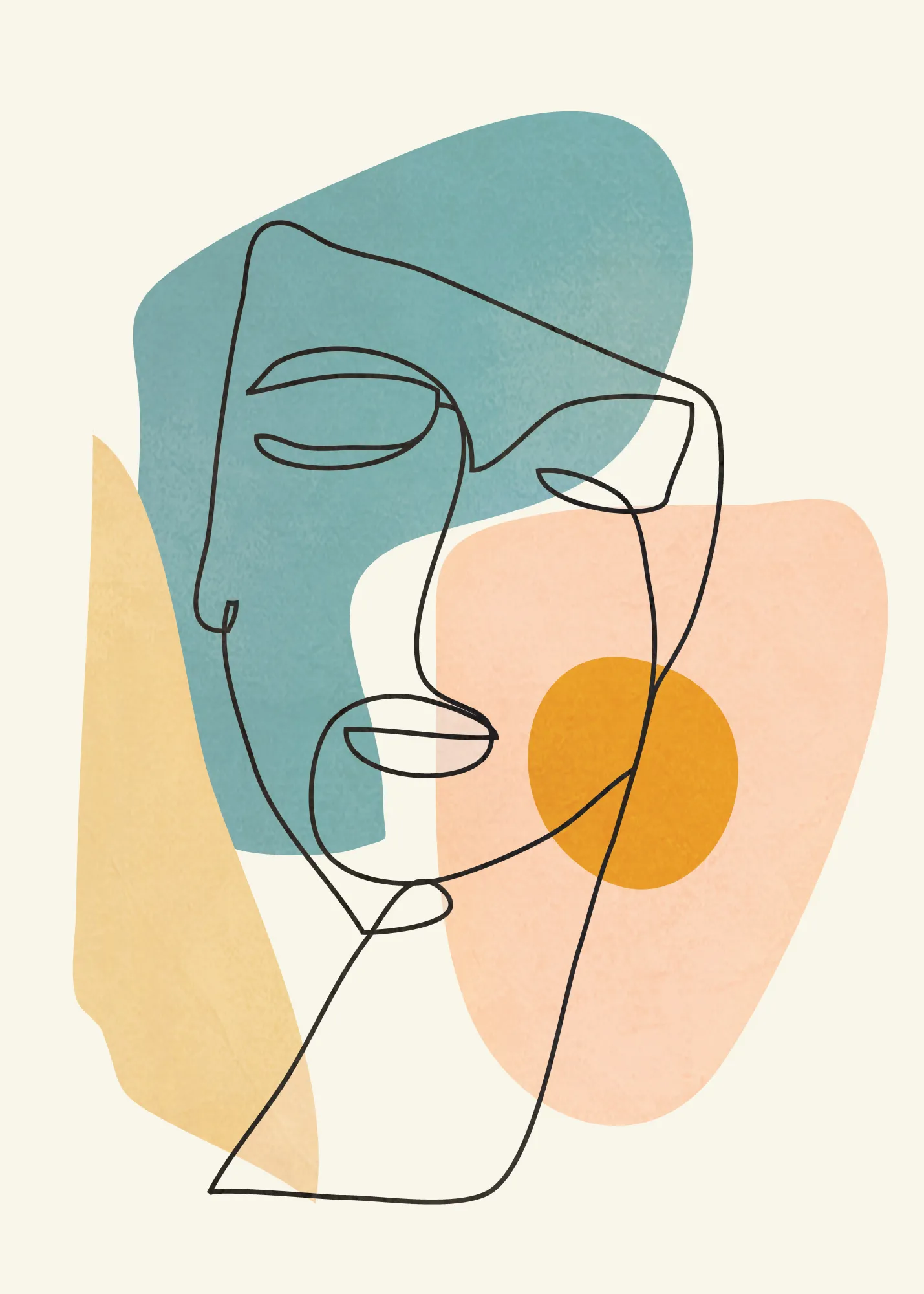 Visages abstraits en douceur pastel