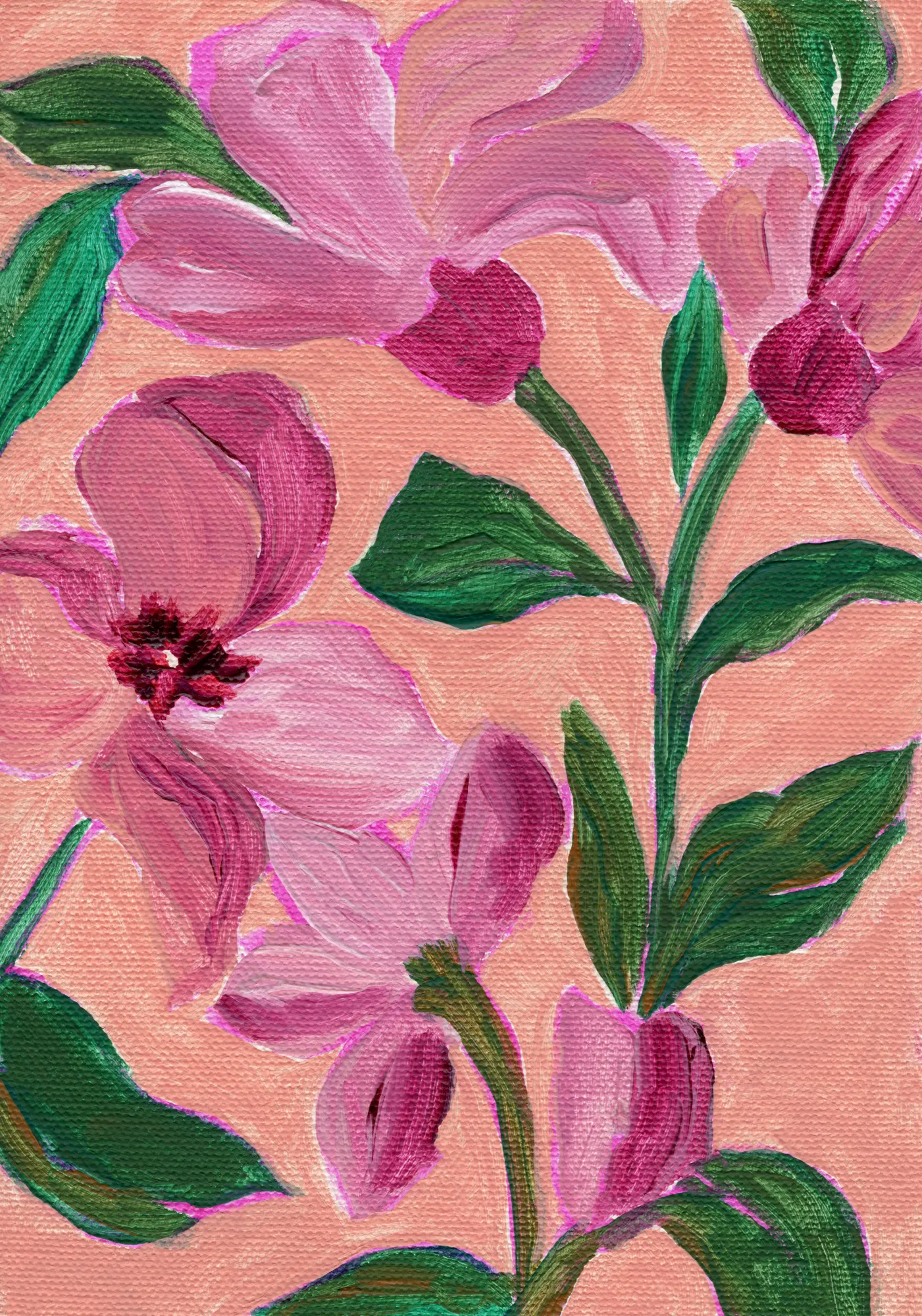 Pink Flowers With Bold Green Leaves