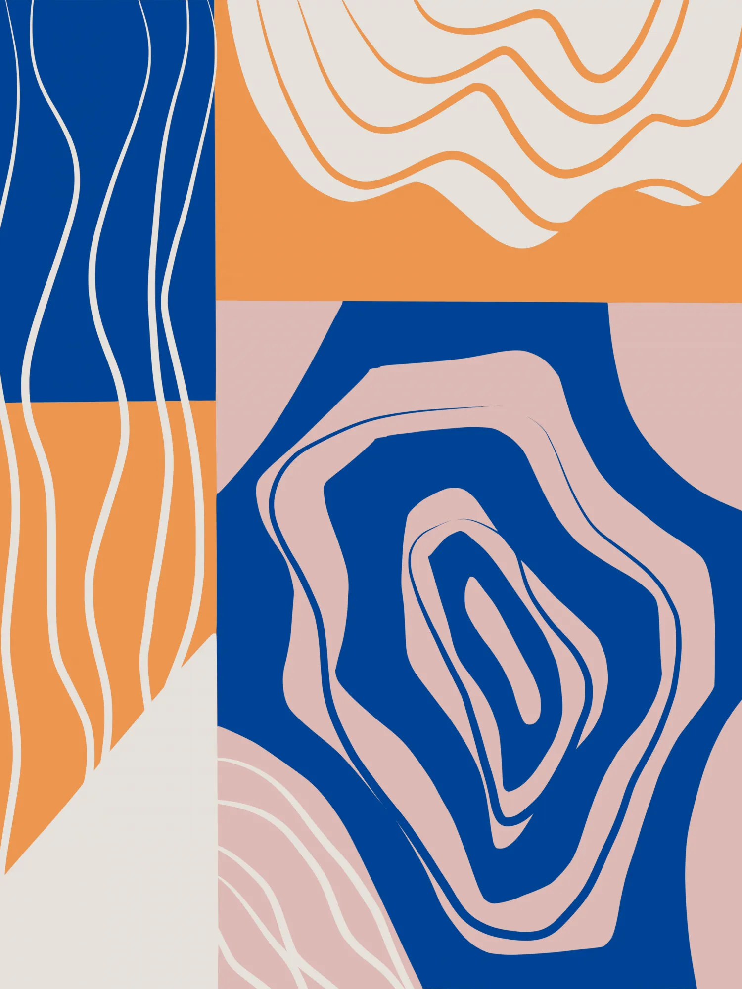 Collage abstrait en bleu et orange par little dean