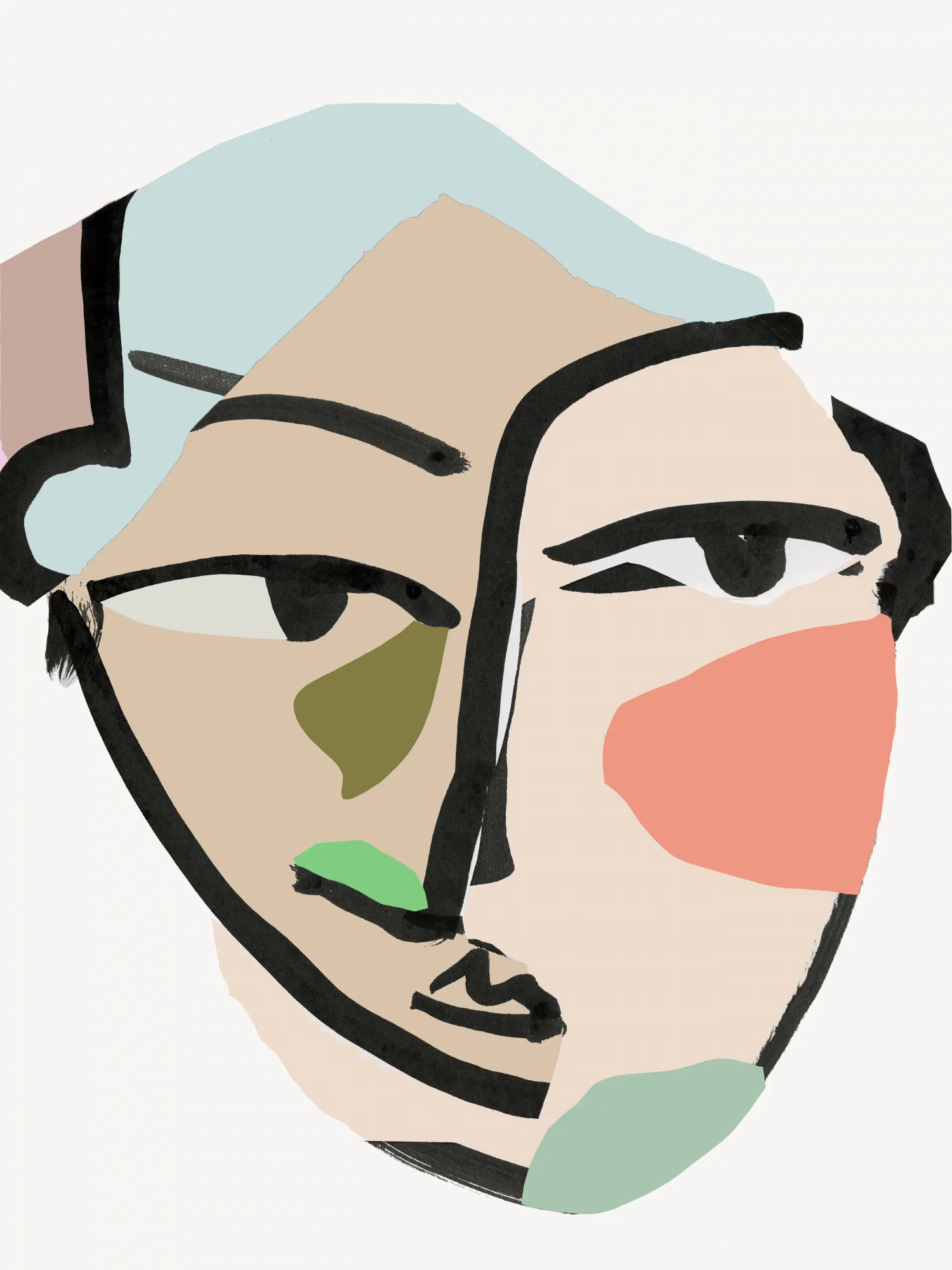 Visage no2 illustration verticale par cartissi