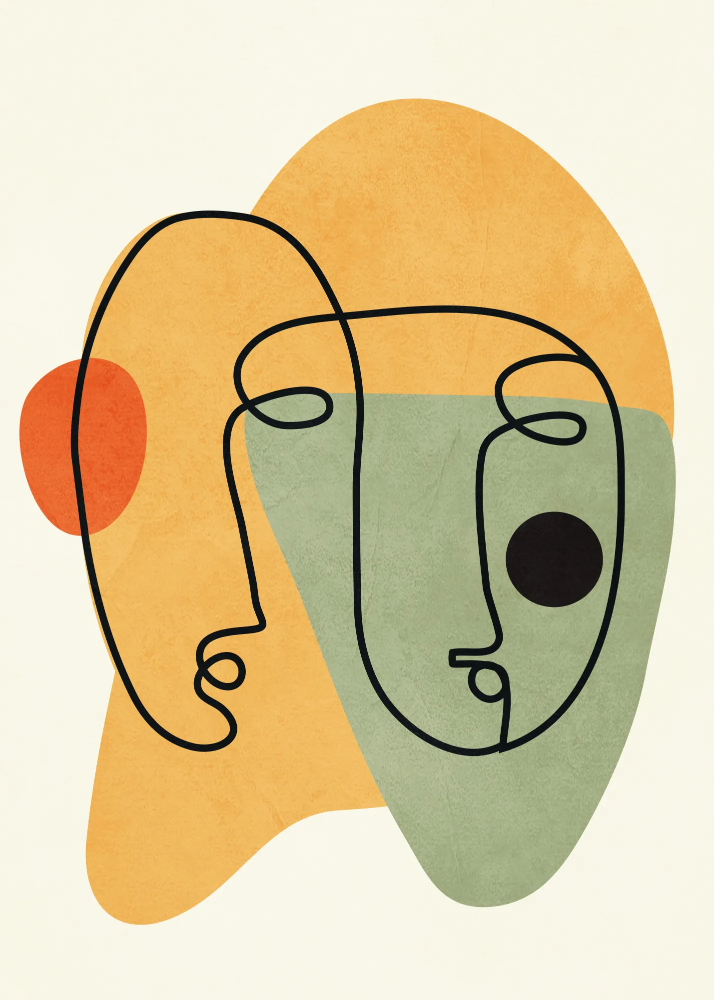 Visages abstraits dans un paysage vertical