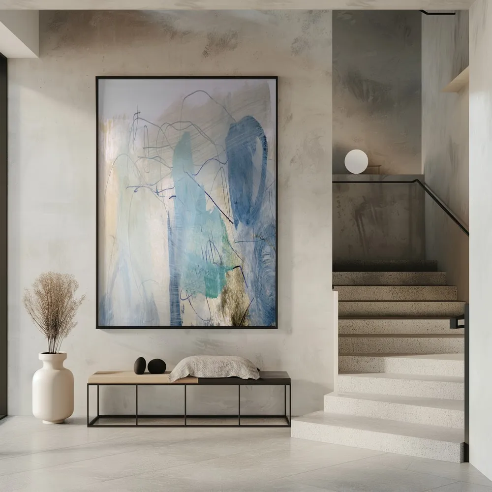 Abstraction paysagère en bleu par dan hobday en situation